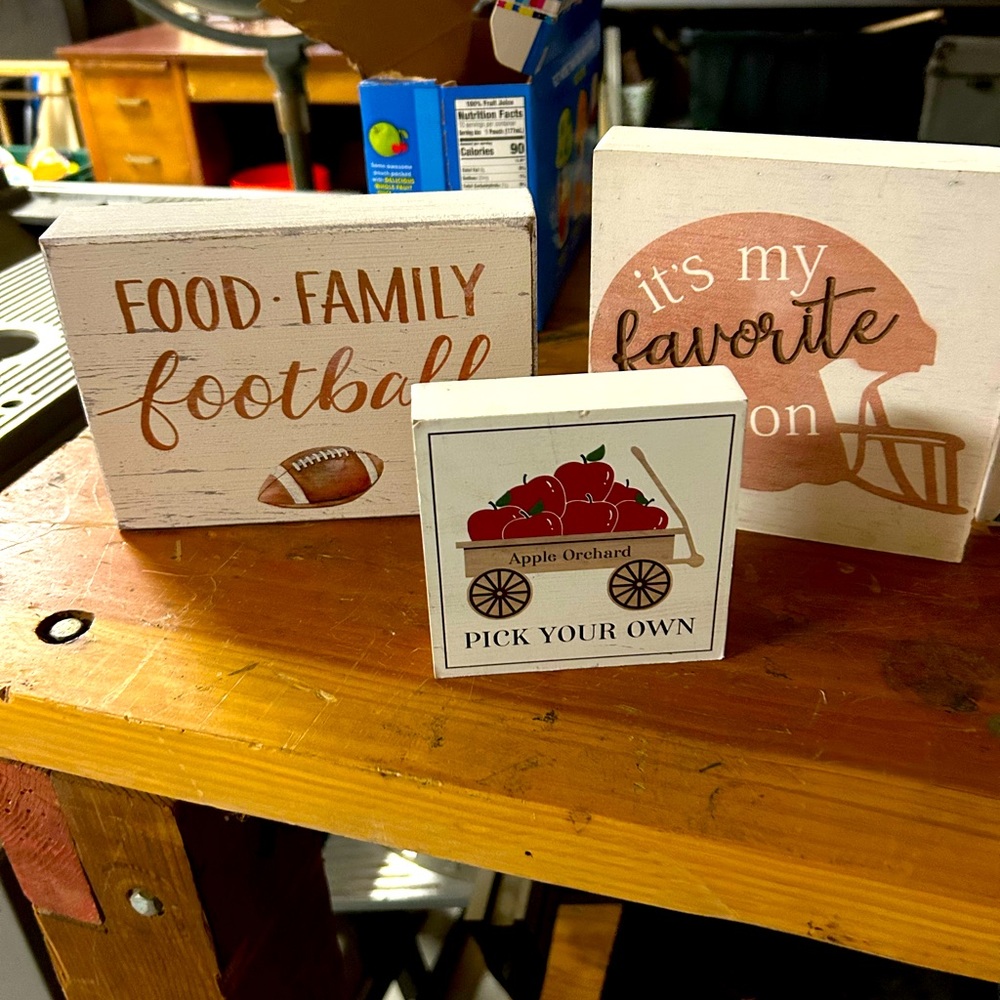 Fall decor set, football apples.